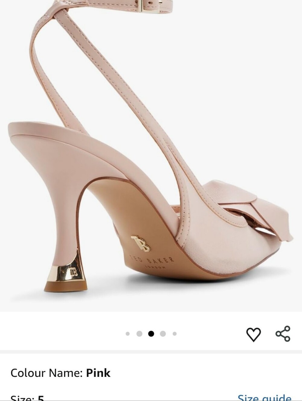Ted Baker London Blush Pink Slingback Heels with Bow and Pearl - Picture 8 of 12